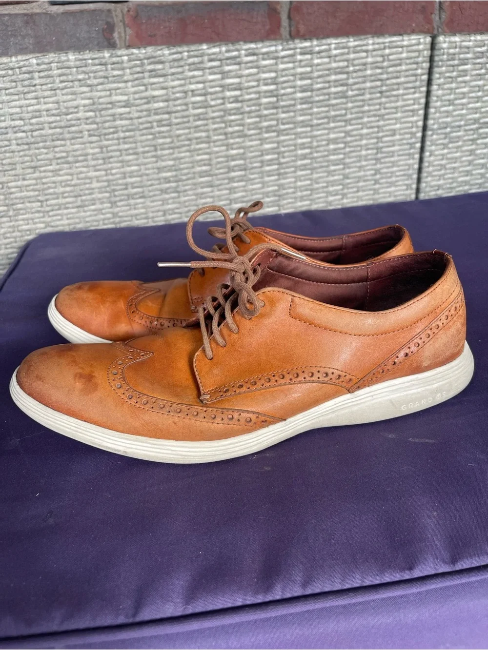 Cole Haan Mens Grand OS Wingtip Oxford British Tan‎ Leather Dress Sneakers